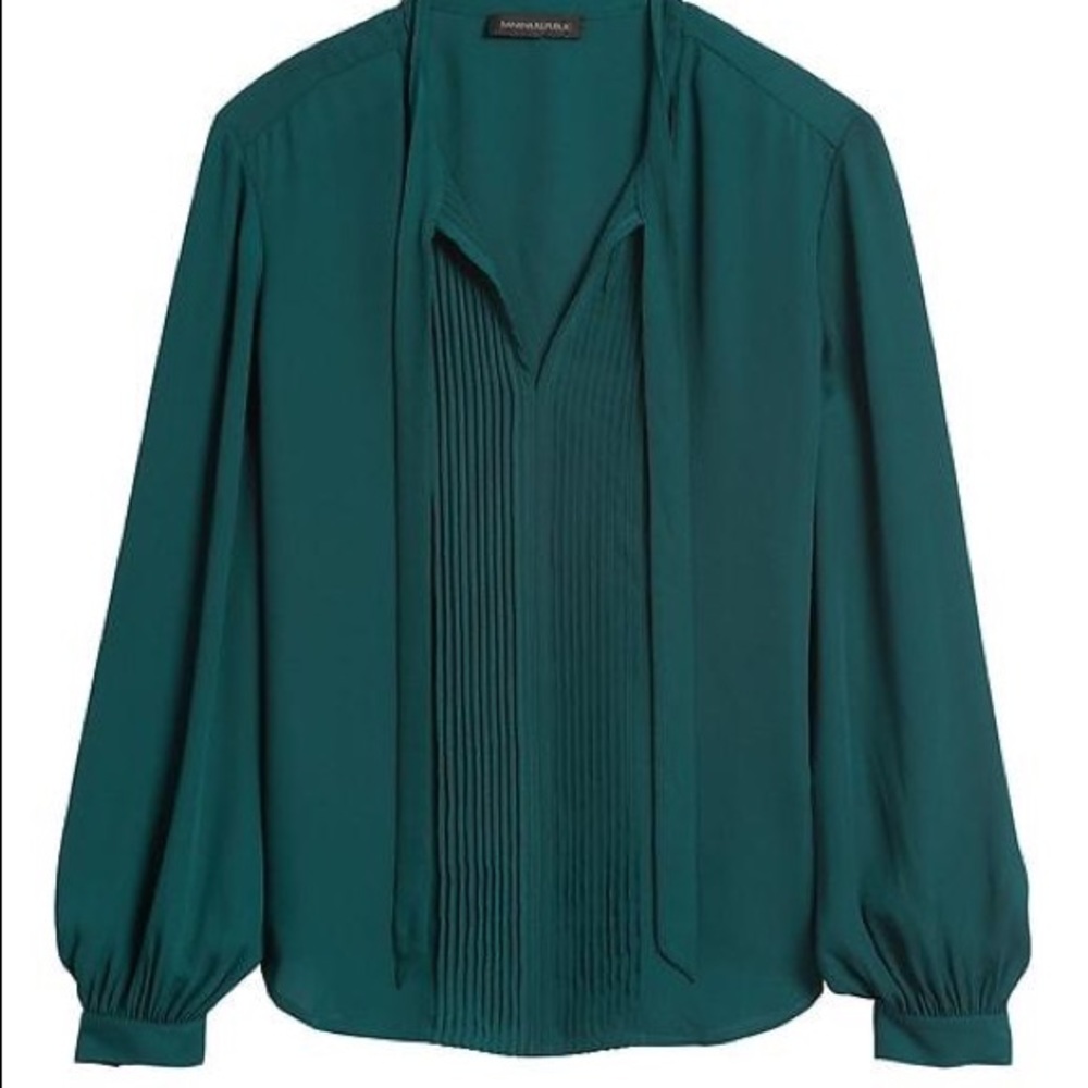 Tie neck tuxedo blouse